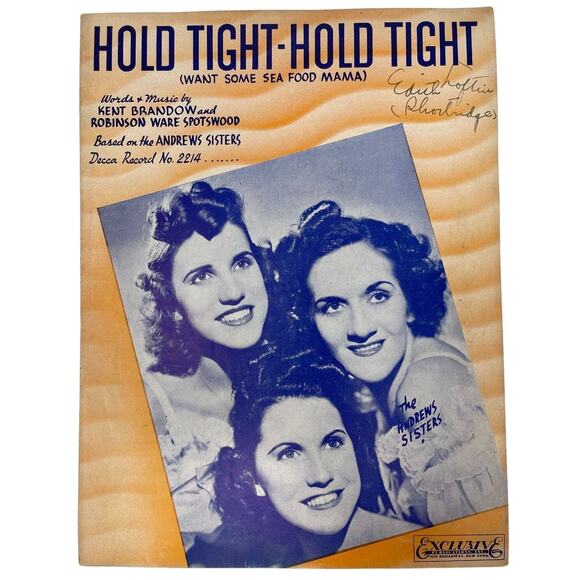 1939 Hold Tight Hold Tight Sheet Music Piano Andrew Sisters - Picture 1 of 5
